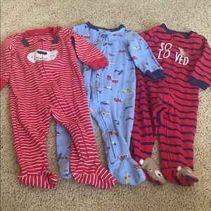 Set of 3 boys footie PJs